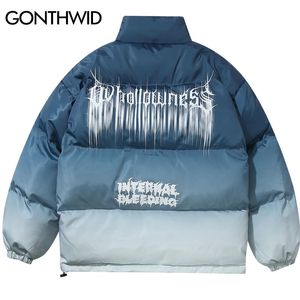 GONTHWID Hip Hop Gradient Tie Dye Imprimer Coton Rembourré Puffer Parka Vestes Streetwear Hommes Mode Punk Rock Épais Parkas Manteaux 201111