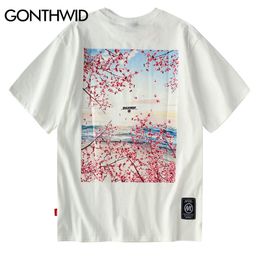 GONTHWID FLORES NATURALES PAISRAMIENTO PRINT STREETWEET TSHIRTS HIP HOP HARAJUKU CASOS CASOS TOUS TEES HOMBRES MODA MODA CAMISETAS DE MANERA CORTE 210225