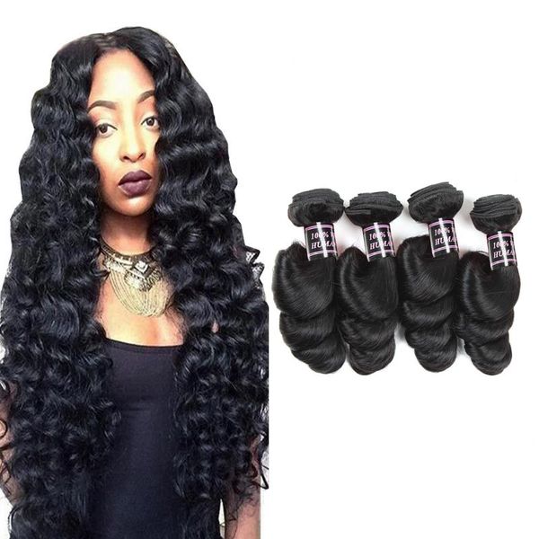 Ishow 8A Paquetes de cabello humano brasileño Cuerpo Suelto Profundo Rizado Extensiones de onda de agua Tramas para mujeres Niñas Todas las edades Precio de grupo Natural Negro Peruano Malasio