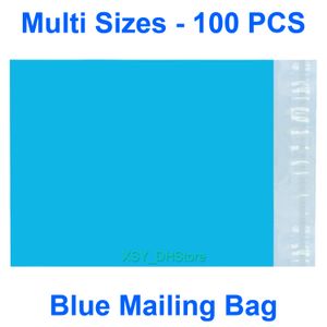 Lot de 100 sacs postaux bleus en polyéthylène non rembourrés (largeur 110 - 320 mm, 4,3