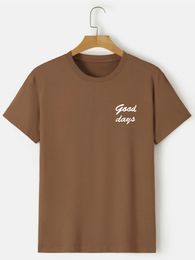 T-shirt imprimé Good Days pour hommes, col rond, manches courtes, décontracté, à la mode, été, hauts réguliers et surdimensionnés, 240220