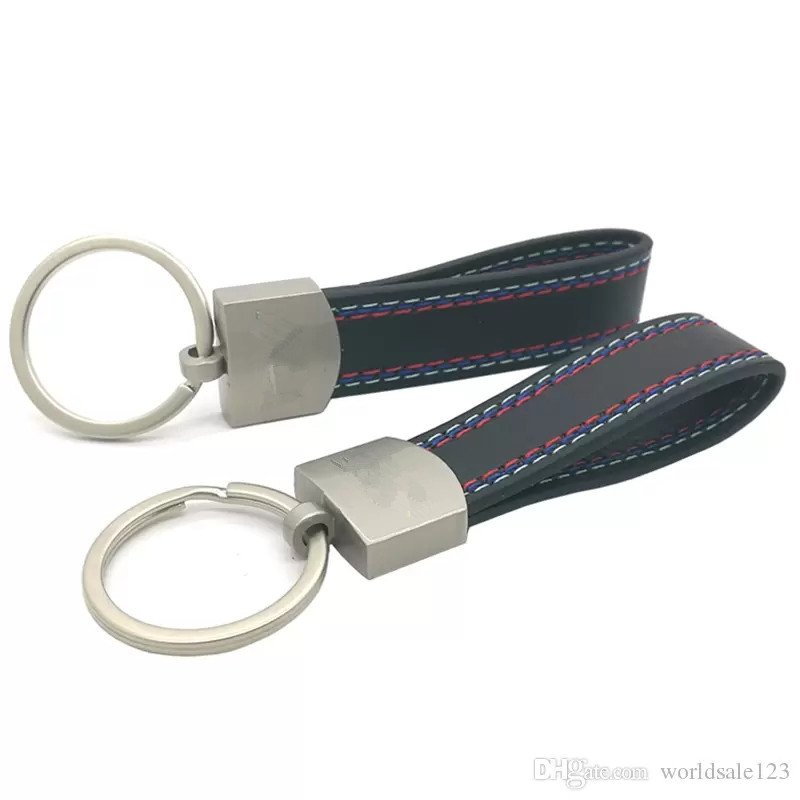 Ny Fashoin Metal Leather Keyring KeyChain Key Chain Belt Chrome f￶r Audi Benz M Sport E46 E39 E60 F30 E90 F10 F30 E36 X5 E53 E34 X1