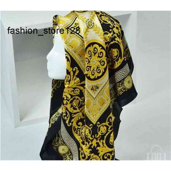 Buen estilo famoso Scarv de y hombres Color sólido oro negro cuello estampado suave moda chal mujeres bufanda de seda cuadrado