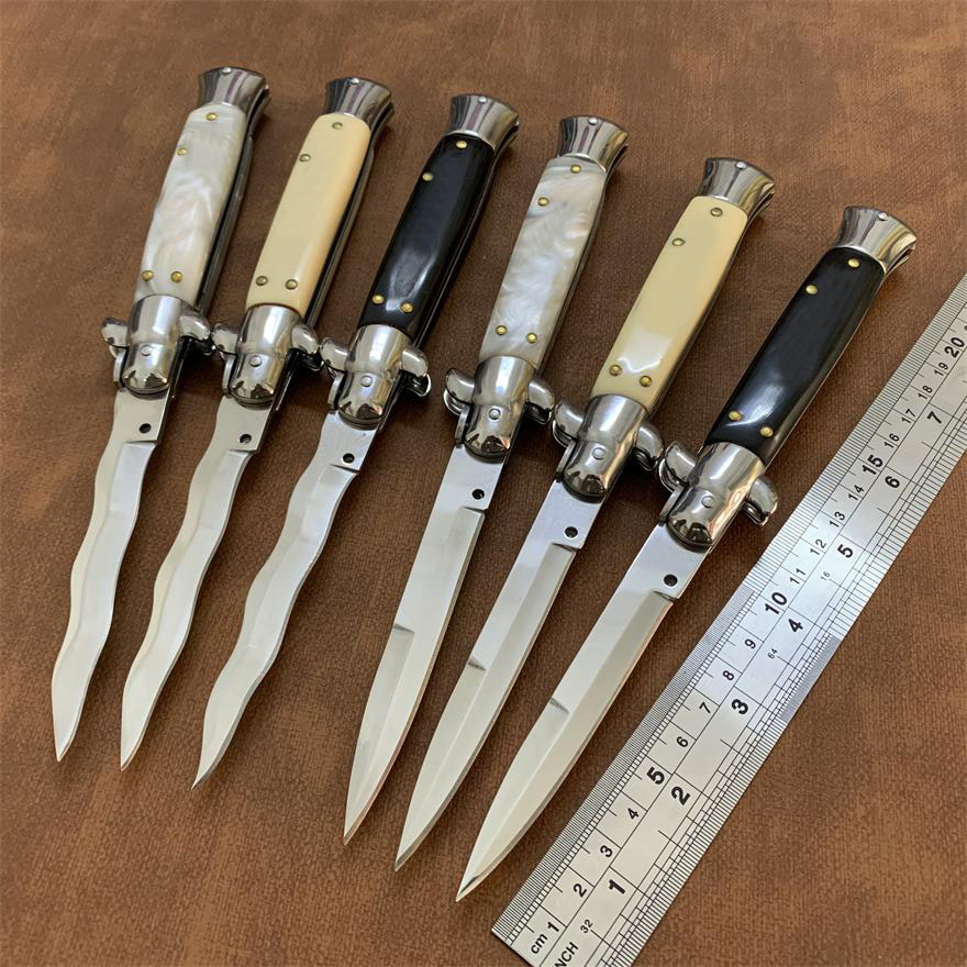 Good 9 Inch Auto Godfather Stiletto Mafia Folding knife Pocket knives 440 Stainless steel blade Camping tactical knives EDC Tools