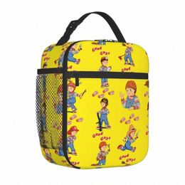 Good Guys Childs Play Sac à lunch isolé Grand film d'horreur Chucky Sac isotherme réutilisable Fourre-tout Boîte à lunch Travail Voyage Fille Garçon M50M #