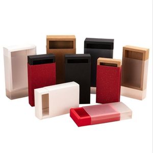 Bonne boîte-cadeau d'emballage en papier kraft avec fenêtre en PVC transparent noir présentoir à tiroir délicat boîtes à gâteaux de bonbons aux biscuits de mariage 2204202807