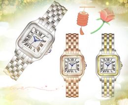 Beau cadran romain carré montres pour femmes mouvement à quartz glacé brillant amant affaires suisse atmosphère haut de gamme montres-bracelets en acier inoxydable