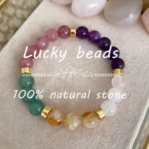 Bonne chance Bracelets pour femmes Real Natural Stone Citrine Tiger yeux Amethyst Girlfriend Mom Gift Original Bijoux Luxury 240423