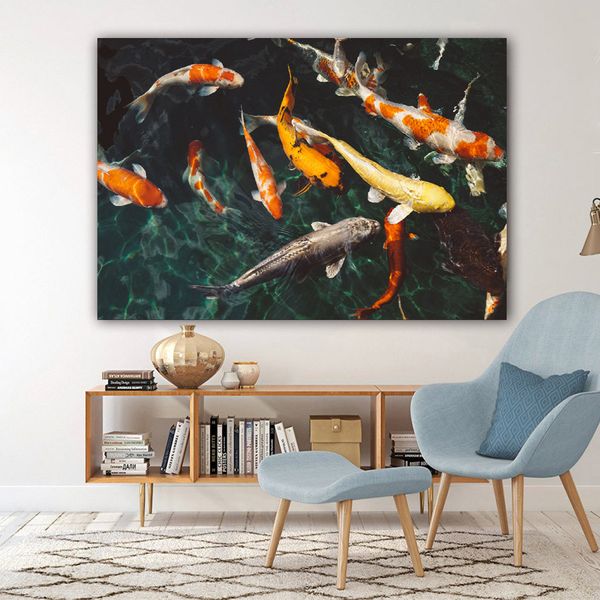 Bonne chance poisson photo mur Art toile peinture Animal affiche HD impression pour salon chambre décoration pas de cadre