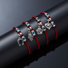 Bon chanceux Cordon rouge Bracelet à breloques animales Bleu Mauvais œil Perles Bracelets Bijoux