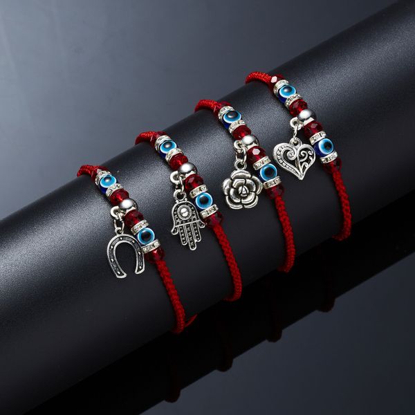 Bon chanceux Cordon rouge Bracelet à breloques animales Bleu Mauvais œil Perles Bracelets Bijoux