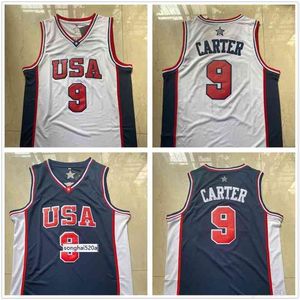 Good NCA basketbalhemd 9 Vince Carter 2000 Death Button College Jersey Champion Navy Retro Stitched Men Jerseys tegen Jerseys