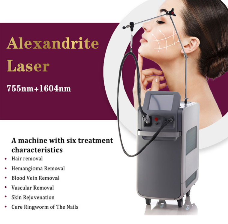 Buon prezzo raffreddamento aria 755 1064nm Alex q commutato nd yag laser per la trasmissione di capelli professionale per la depilazione professionale