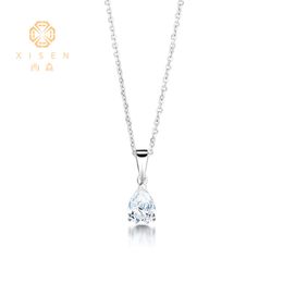 Colliers avec pendentif en diamant synthétique HPHT CVD, or blanc 14K/ DEF, taille poire brillante, bon prix