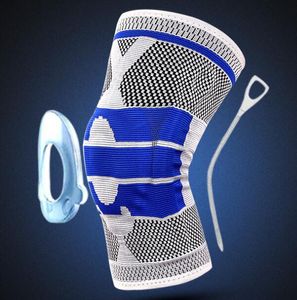 Goede beschermende apparatuur gebreide kniebescherming siliconen lente kniebescherming medische basketbal rijden kneepad sport voetbal voetbal