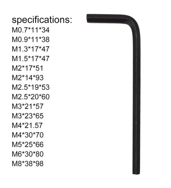 Bonne qualité 07mm8 mm taille métrique hexagonale clés chroma outils de vanadium universel hexaèdre hex clés allen key hexagon 2837205