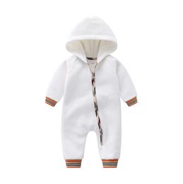 Bonne qualité 2022 bébé coton chaud barboteuses avec chapeaux infantile à manches longues à capuche combinaisons nouveau-né fermeture éclair Onesies enfant en bas âge vêtements