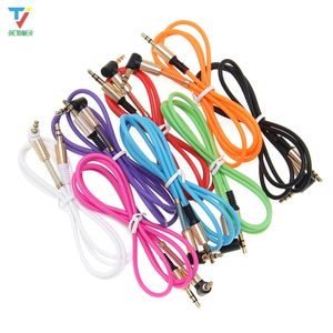 Cable de audio con conector de 3,5 mm de buena calidad para iPhone, auriculares para coche, altavoz, línea alámbrica, cable auxiliar, línea curva a recta, 100 unids/lote