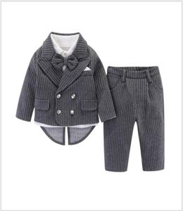GODE KWALITEIT 4PCS SETS VOOR JAGEN Gentleman Style Suit JacketsShirtbowtiepants Baby Boy Clothing Set Kids Outfits4221808