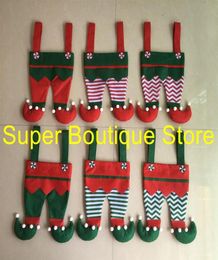 Goede kwaliteit 6 stijlen Mixed Christmas Elf Pants Stocking Elf Candy Bag Xmas Stocking Kids Gift Bag voor hele19194290757