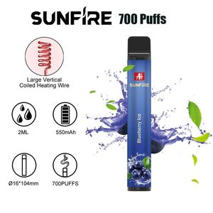 Bonne qualité 700 bouffées 2,0 ml Vape Pen Jetable E cigarettes Vaporisateur Vaporisateur 2 ml Pré-rempli Mesh Coil Pods Cartouche Lumière Inférieure TPD Certifié Jetable E Cig