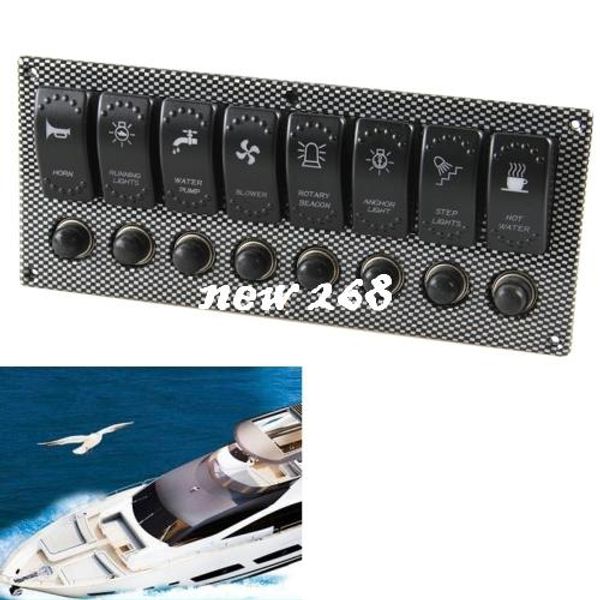 Panel de interruptor basculante resistente al agua con LED dual de 8 entradas de buena calidad con disyuntores para barcos marinos, caravanas, yates