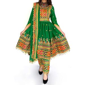 Vestidos afganos de buena calidad para Eid Nuevo Color sólido de alta calidad Bordado de cuello redondo Vestido de mujeres afganas