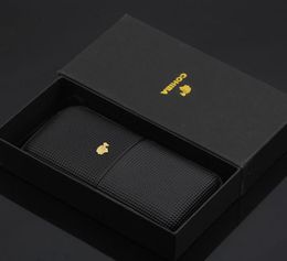Humidor en cuir de couleur noire de bonne qualité peut contenir 3 cigares avec une boîte cadeau en couleur noire1212174