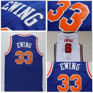 Bonne qualité broderie Patrick Ewing chemise de sport bleu Drazen Petrovic maillots Allen Iverson College porte Dr J Julius Erving Sportswear