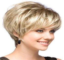 Perruque de mode de bonne qualité Natural Light Blonde Straite Coiffure courte Perruques courtes Femmes039 Fashion Wig Shiping5892617