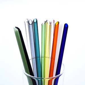 Pailles en verre réutilisables de bonne qualité, couleur réutilisable, pour fête d'anniversaire, mariage, pailles épaisses, outil de cuisine, vente en gros