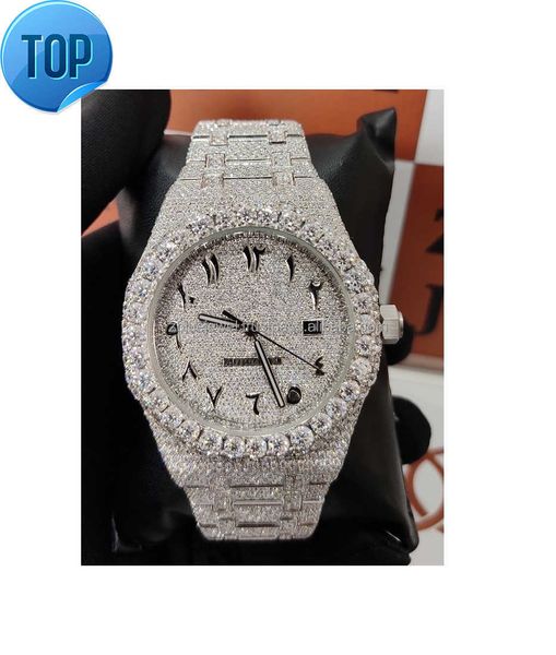 Reloj de diamantes de moissanita helado de buena calidad, reloj de diamantes incoloro para hombres y mujeres, la mejor calidad, precio al por mayor