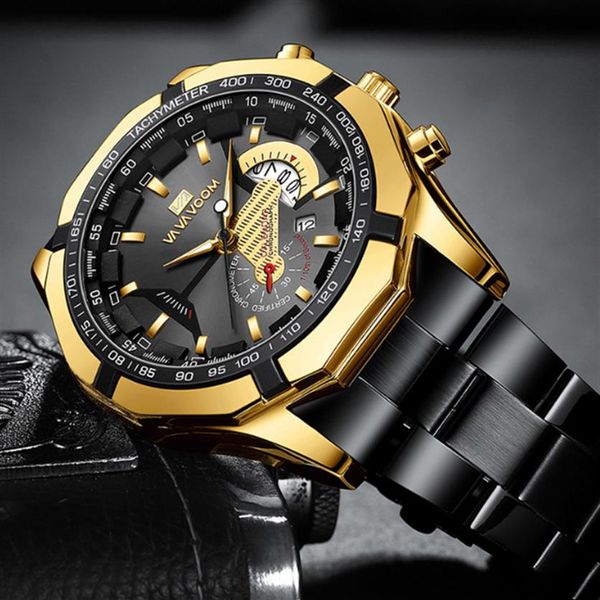 Montre de loisirs de bonne qualité Sport pointeur lumineux en acier inoxydable montre pour hommes grand cadran montres à quartz calendrier intelligent masculin Wr275O