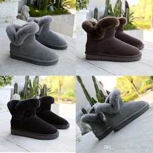 Van Goede Kwaliteit Snowboots Winter Real Lederen Dames Australië Klassieke Enkellaarzen Bont Zwart Grijs Bruin Dames Meisjes Schoenen Casual Schoenen Big Size