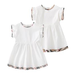Good Quality Summer Baby Girls Princess Dresses Cotton Kids Zipper Short Sleeve Dress Cute Girl Plaid Skirt Children Clothes Age 1-6 Years