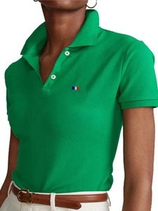 Zomerstijl van goede kwaliteit dames korte mouw polo shirts casual dames revers mode slanke vrouwelijke borduurwerk tops 240521