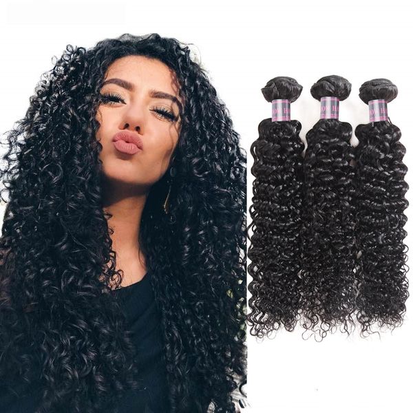 Ishow Brazilian Deep Curly Virgin Paquetes de cabello humano Tramas Tejido Peruano Extensiones de cabello 8-28 pulgadas para mujeres Niñas Todas las edades Color natural Negro