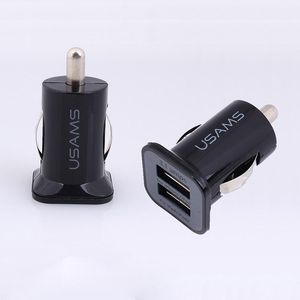 Goede kwaliteit USAMS 3.1A Dual USB auto 2 Port Charger 5V 3100mAh Double Plug Cars Chargers Adapter voor Smart Phones MQ100