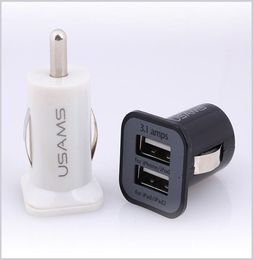 USAMS de bonne qualité 31A Deux USB Car 2 Port Chargeur Port 5V 3100mAh Adaptateur de chargeurs de voiture à double plug pour Smart Phones9632891