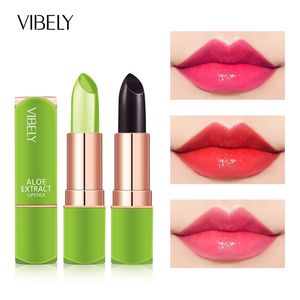 Good Quality Vibely Aloe lip balm vera moisturizing warm feeling color changing jelly lipstick lips gloss lipcare
