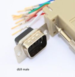 Bonne qualité en gros 100 pcs/lot DB9 mâle à RJ45 femelle M/F RS232 adaptateur modulaire connecteur convertisseur Extender