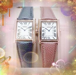 Femmes de bonne qualité Men de la mode robe de style mode Lady Japan Quartz Mouvement en acier inoxydable 2 Pointeur décontracté imperméable carré de char romain montre de luxe