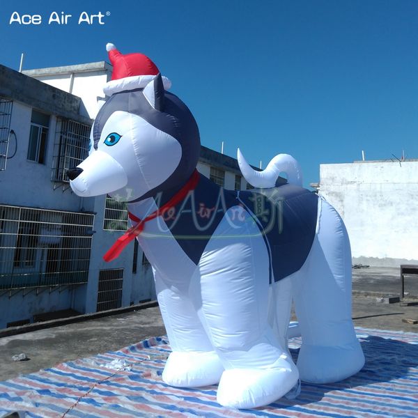 Bonne vente mascotte gonflable Promotion extérieure Air soufflé Husky sibérien animal pour la décoration d'hiver faite par Ace Air Art