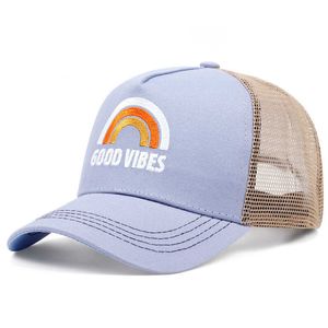 Buenas vibraciones bordadas sombrero de béisbol béisbol al aire libre malla de malla de pato sombrero solar