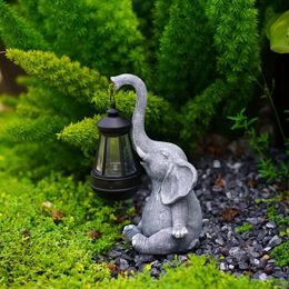 Goodeco Elephant / Girafe Statue avec des figures de lanterne solaire pour les cadeaux de décortique jardin / yard pour les femmes hommes d'anniversaire maman 240419