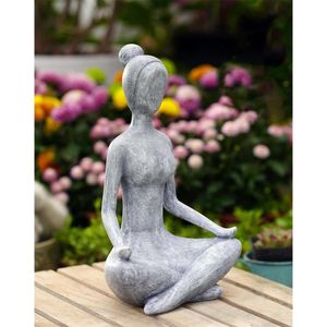 Goodeco Zen Lady Garden Estatua al aire libre - Figuras coleccionables de resina para decoración de acentos de decoración del hogar, decoración de estantes, excelentes ideas de regalos, 11.4 pulgadas (gris)