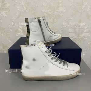 Goed nieuw doen oude Dirty Designer Shoe Italiaanse Deluxe Brand Sneaker met klassieke lederen glitter Sparkle Man Women Mid Star High Top Style 961