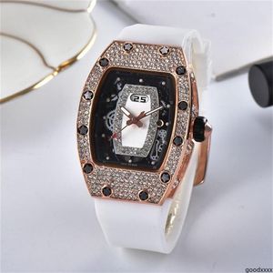 goodxxxx Dames diamanten horloges Rubberen band Vrouwen quartz horloge Mode hoge kwaliteit dames jurk Klok dial inlay Strass Quar236l