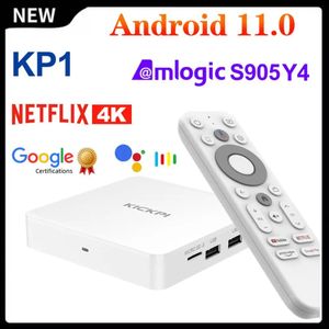 Google Netflix TV Box Android 11 Amlogic S905Y4 reproductor multimedia 4K Set Top Box Android 11,0 KICKPI KP1 2G32G AV1 2.4G5G Wifi BT5.0