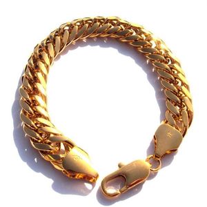 Gool hommes 9 24k or jaune massif véritable montre bracelet bijoux 230mm 100% or véritable pas solide pas d'argent 248W